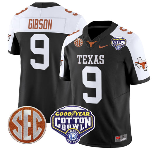 Jerrick Gibson Jersey #9 Texas Longhorns Cotton Bowl Patch Black Alternate