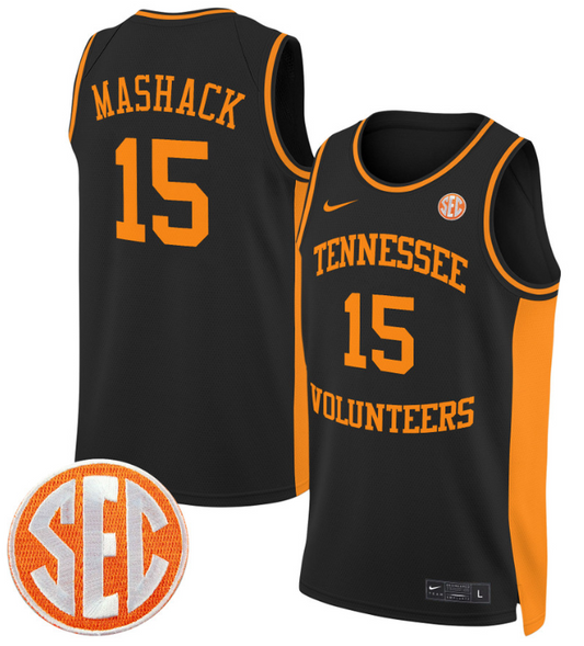 Jahmai Mashack Jersey #15 Tennessee Vols 2024 Swingman Basketball Black
