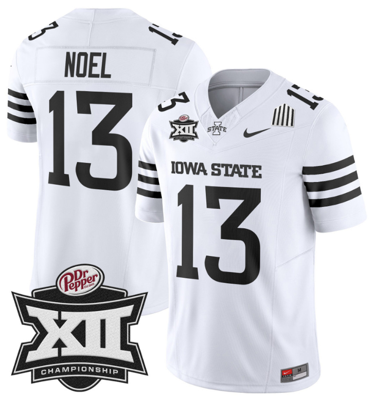 Jaylin Noel Jersey #13 Iowa State 2024 Championship Patch Vapor White Limited
