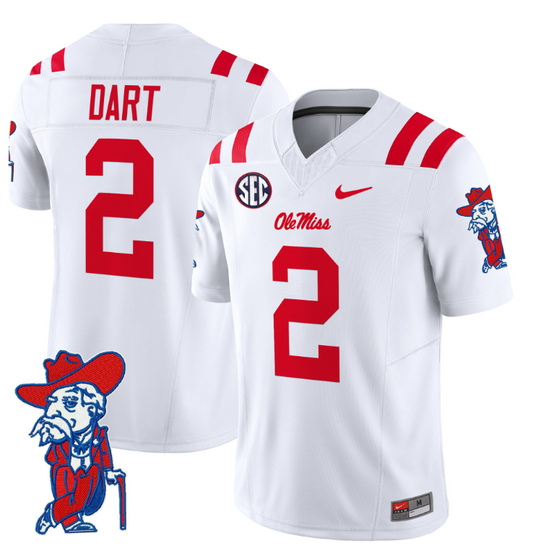 Jaxson Dart Jersey #2 Ole Miss Rebels Vapor Limited College Football Stitched White