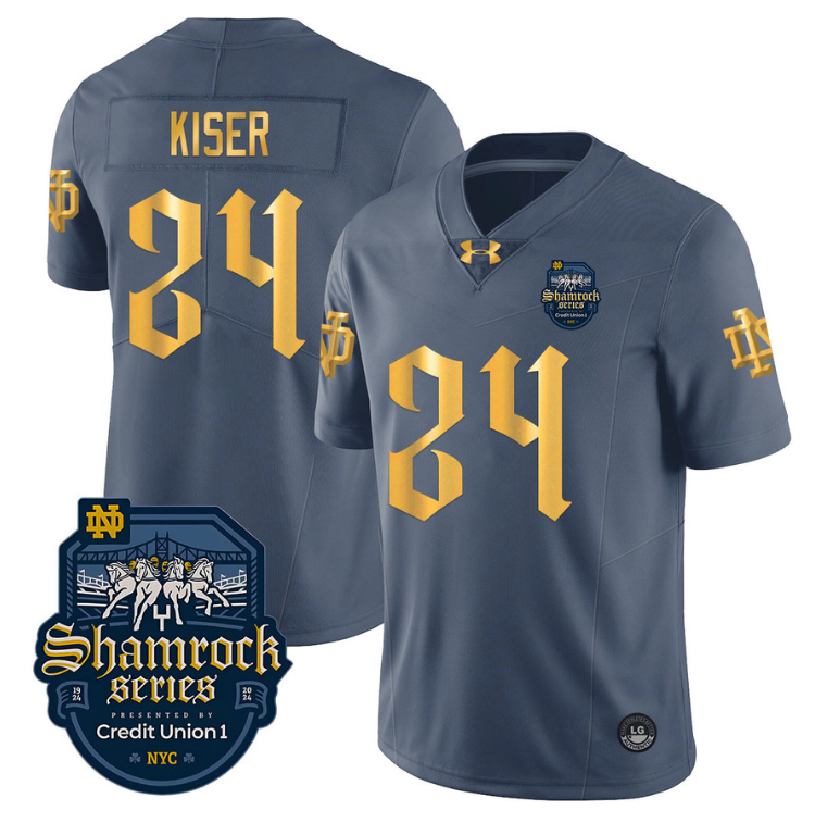 Jack Kiser Jersey #24 With Name Notre Dame Fighting Irish 2024 Shamrock