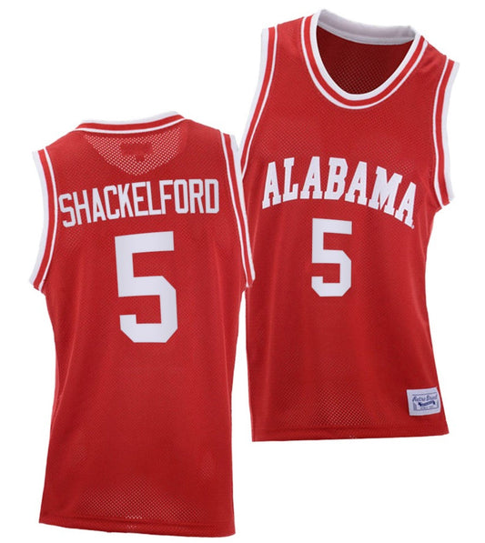 Jaden Shackelford Jersey Alabama Crimson Tide College Basketball Red Throwback #5