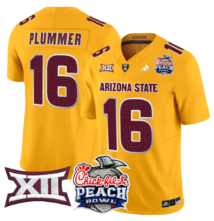 Jake Plummer Jersey #16 Arizona State Sun Devils 2025 Peach Bowl Gold