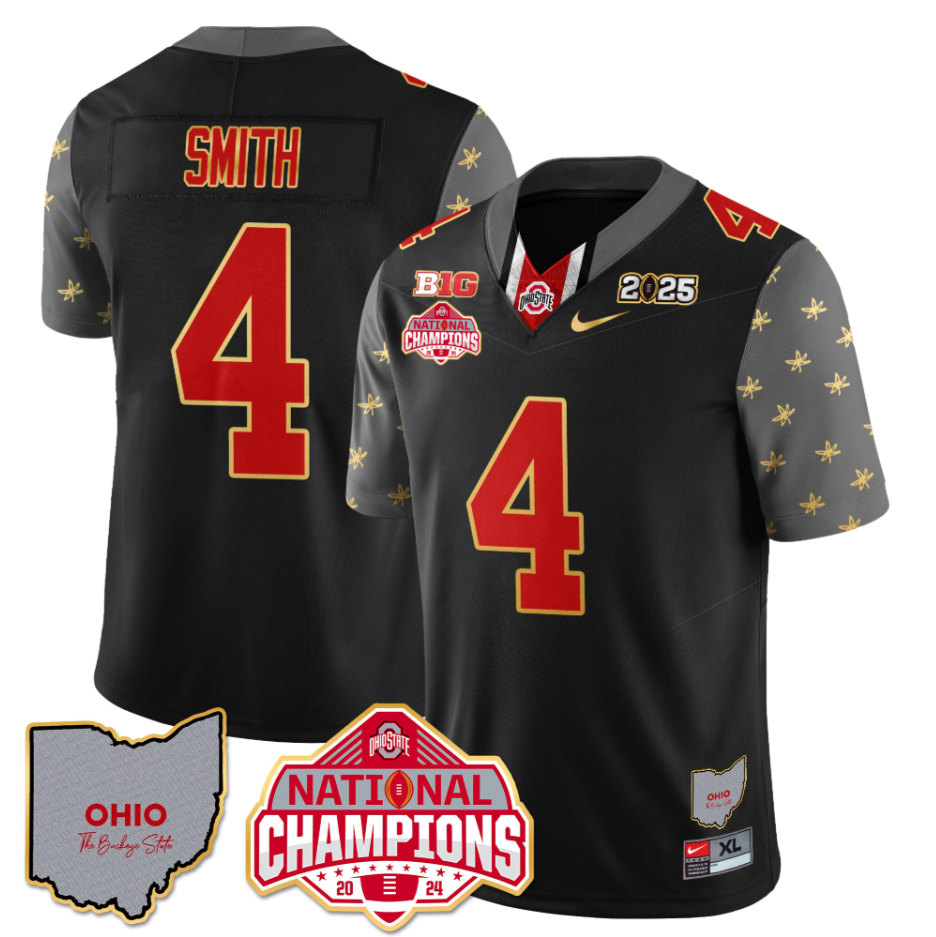 Jeremiah Smith Jersey #4 Ohio State National Champions 2025 Patch Black
