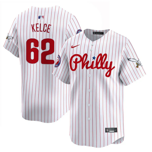 Jason Kelce Jersey #62 Phillies and Eagles Vapor Premier Limited Stitched Pinstripe