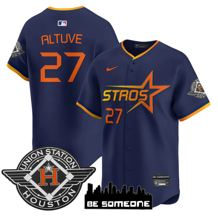 José Altuve Jersey #27 Houston Astros 2025 City Connect Vapor Premier Limited Stitched Navy