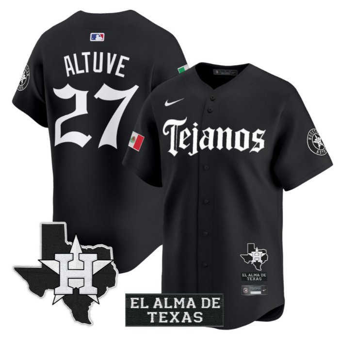 José Altuve Jersey #27 Houston Astros Mexico Tejano Barrio Style Vapor Limited Stitched Black