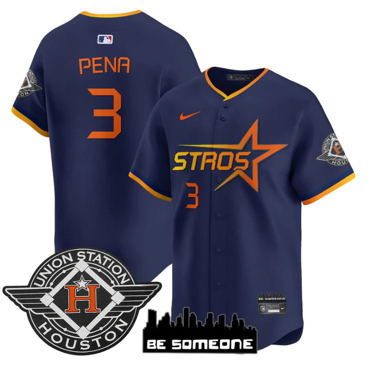 Jeremy Pena Jersey #3 Houston Astros 2025 City Connect Vapor Premier Limited Stitched Navy