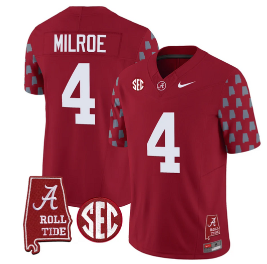 Jalen Milroe Jersey #4 Alabama Crimson Tide Vapor College Football Limited Stitched Crimson