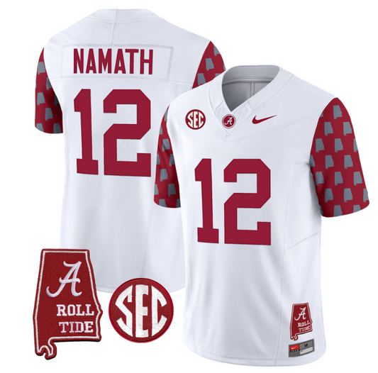Joe Namath Jersey #12 Alabama Crimson Tide Vapor College Football Limited Stitched Crimson Sleeves