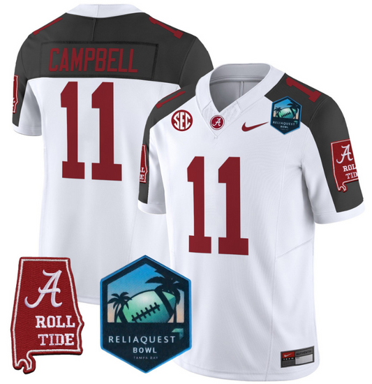Jihaad Campbell Jersey #11 Alabama Crimson Tide 2025 ReliaQuest Bowl Inverted