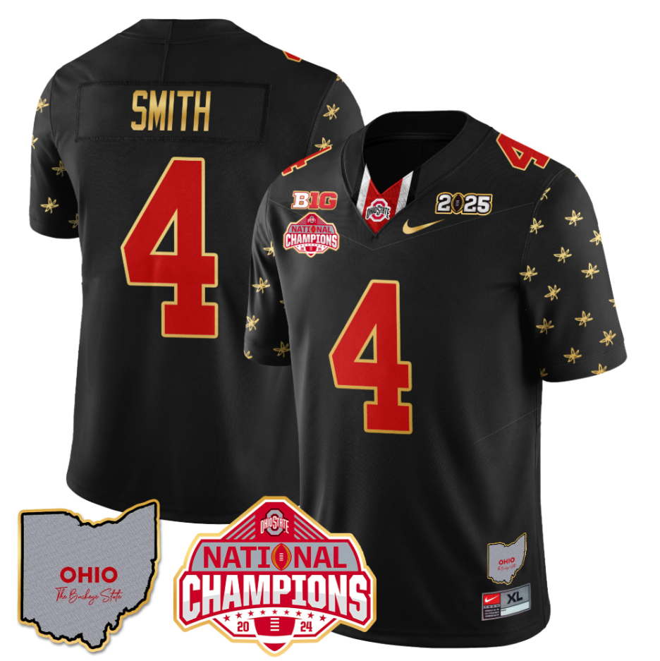 Jeremiah Smith Jersey #4 Ohio State National Champions 2025 Patch Black Limited
