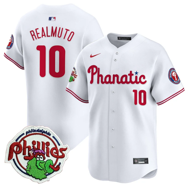 J.T.Realmuto Jersey #10 Phillies Phanatic Patch Vapor Premier Limited Stitched White