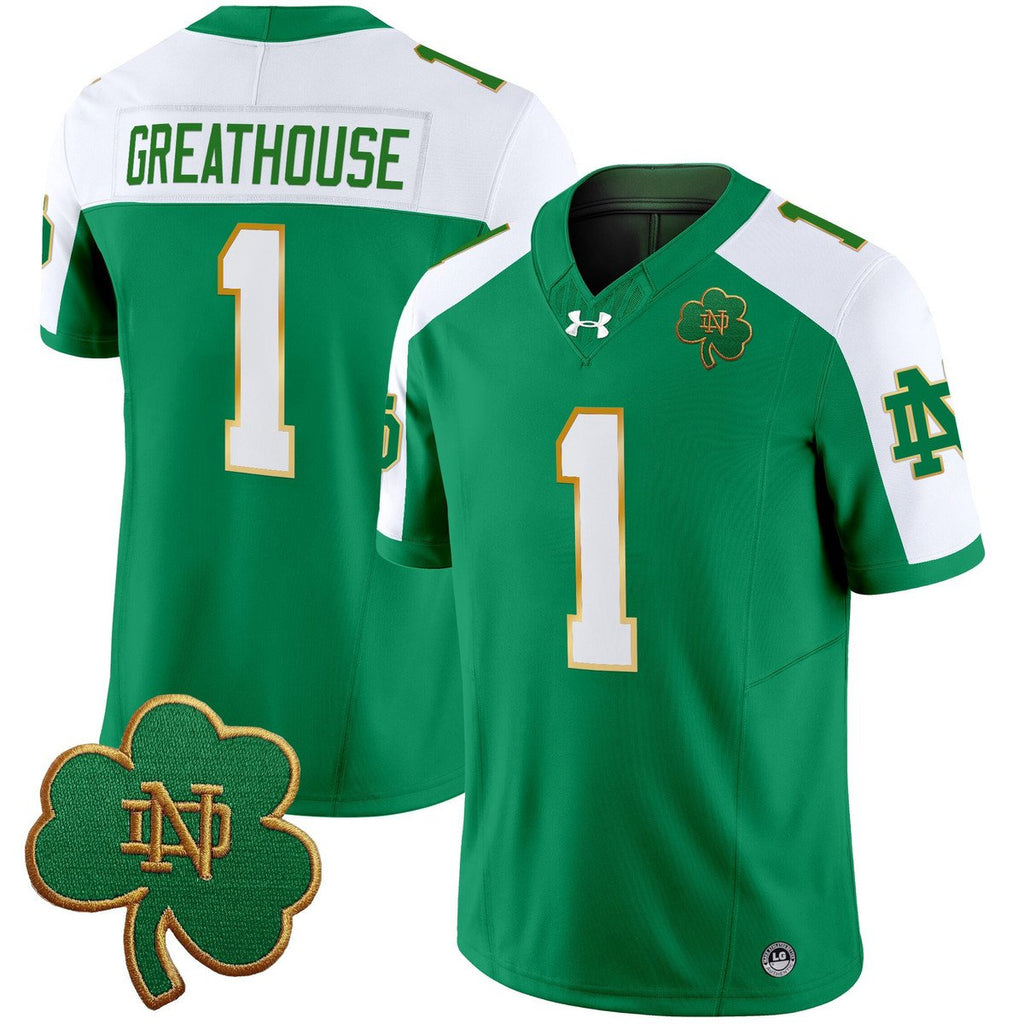 Jaden Greathouse Jersey #1 Notre Dame 2025 Vapor Limited V3 Stitched Green Alter