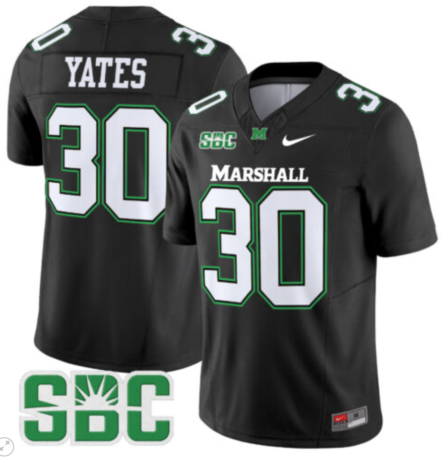 Jaden Yates Jersey #30 Marshall Thundering Herd Vapor Limited Football Black