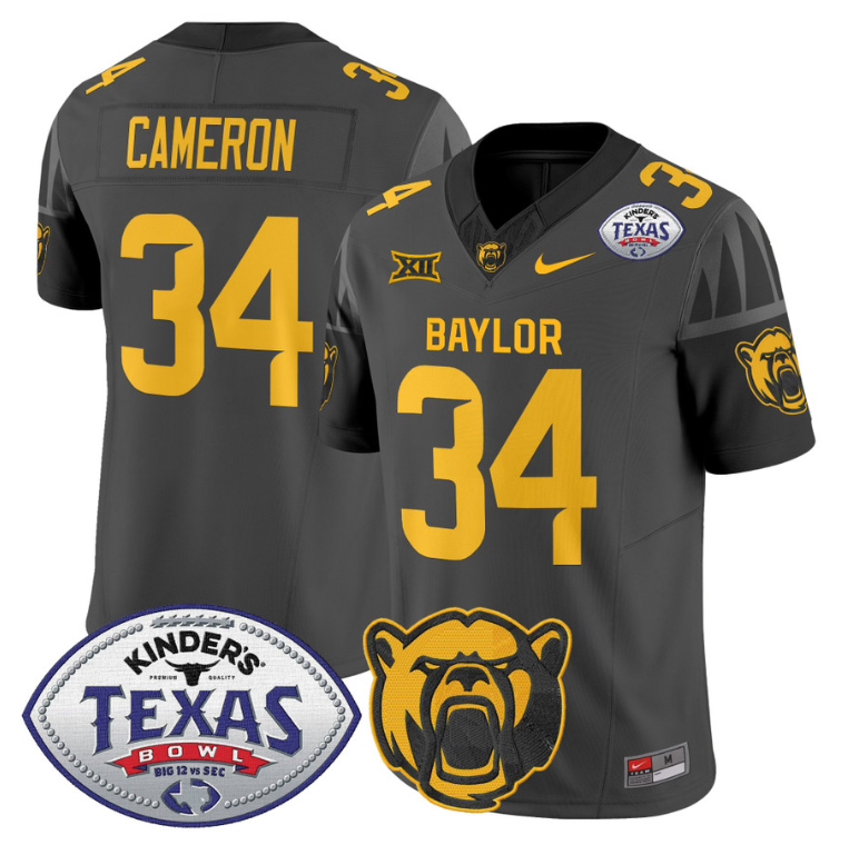 Josh Cameron Jersey #34 Baylor Bears 2024 Texas Bowl Football Stitched Black