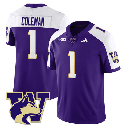 Jonah Coleman Jersey #1 Washington Husky Football 2025 Stitched Alternate