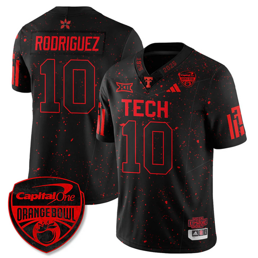 Jacob Rodriguez Jersey #10 Texas Tech Red Raiders Stranger Things Orange Bowl Stitched