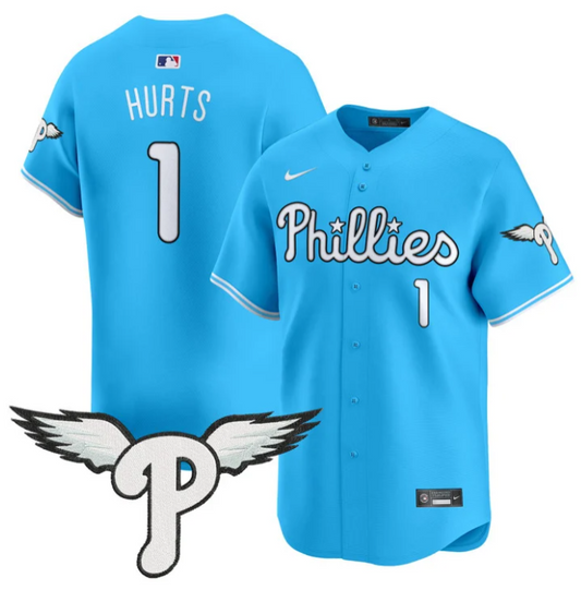Jalen Hurts Jersey #1 Philadelphia Phillies 2025 Vapor Premier Limited Stitched Light Blue