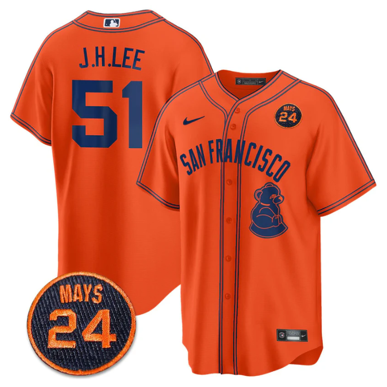 Jung-hoo Lee Jersey #51 San Francisco Giants #24 Willie Mays Patch 2024 Premier Orange Limited