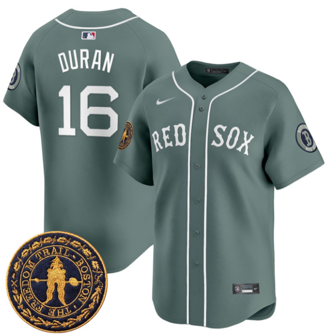 Jarren Duran Jersey #16 Boston Red Sox Freedom Trail Patch Vapor Premier Limited Stitched Green