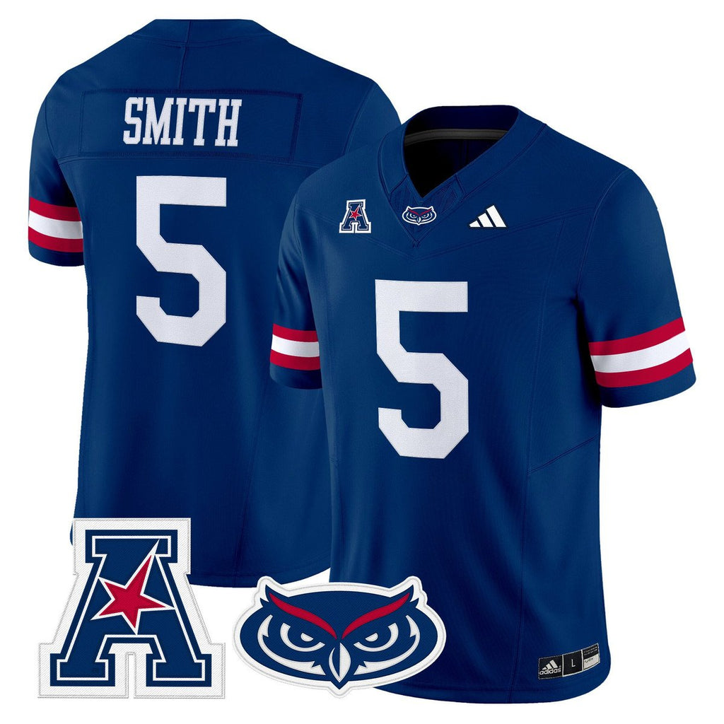 Jabari Smith Jersey #5 Florida Atlantic Owls 2025 All Stitched Blue