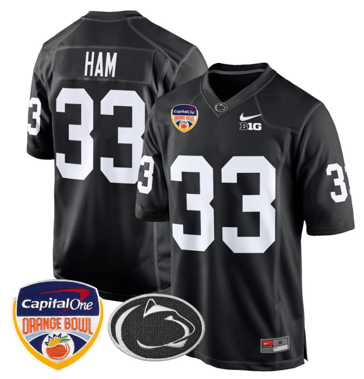 Jack Ham Jersey #33 Custom Penn State Orange Bowl Patch Black
