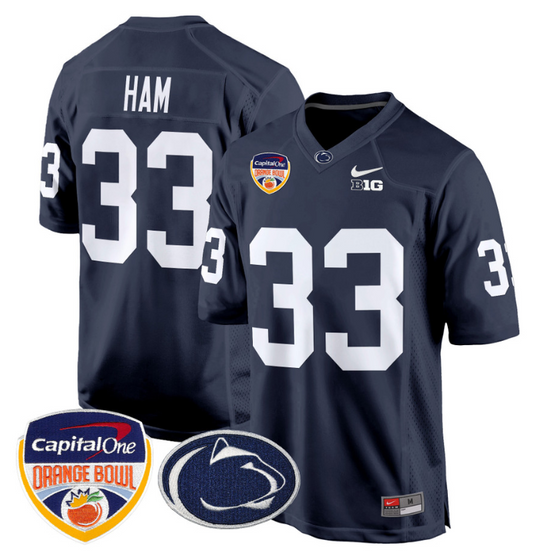Jack Ham Jersey #33 Custom Penn State Orange Bowl Patch Navy