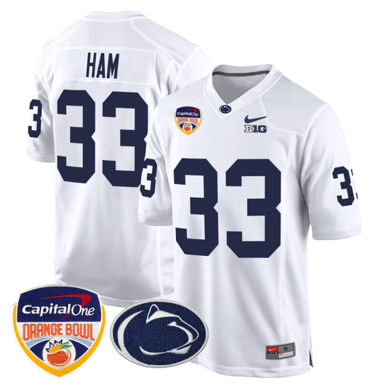 Jack Ham Jersey #33 Custom Penn State Orange Bowl Patch White
