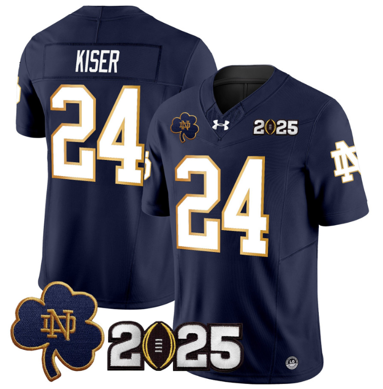 Jack Kiser Jersey #24 Notre Dame 2025 CFP Final Patch Navy