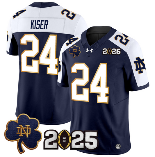 Jack Kiser Jersey #24 Notre Dame 2025 CFP Final Patch Navy Alternate