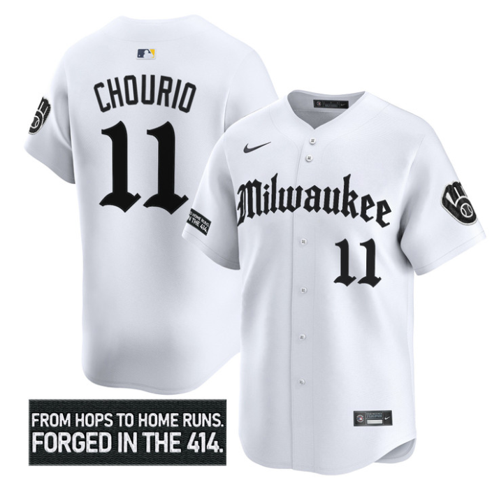Jackson Chourio Jersey #11 Milwaukee Brewers Gothic 414 Shadows Edition White
