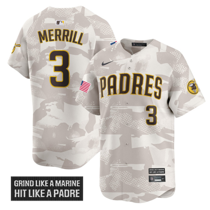 Jackson Merrill Jersey #3 San Diego Padres 2025 Armed Forces Day Vapor Stitched Camo