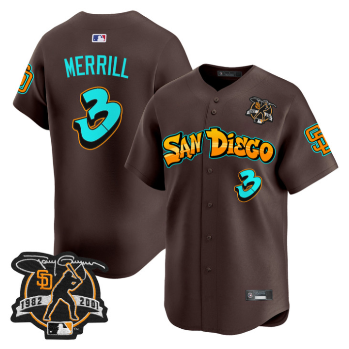 Jackson Merrill Jersey #3 San Diego Padres Graffiti Barrio Edition Brown