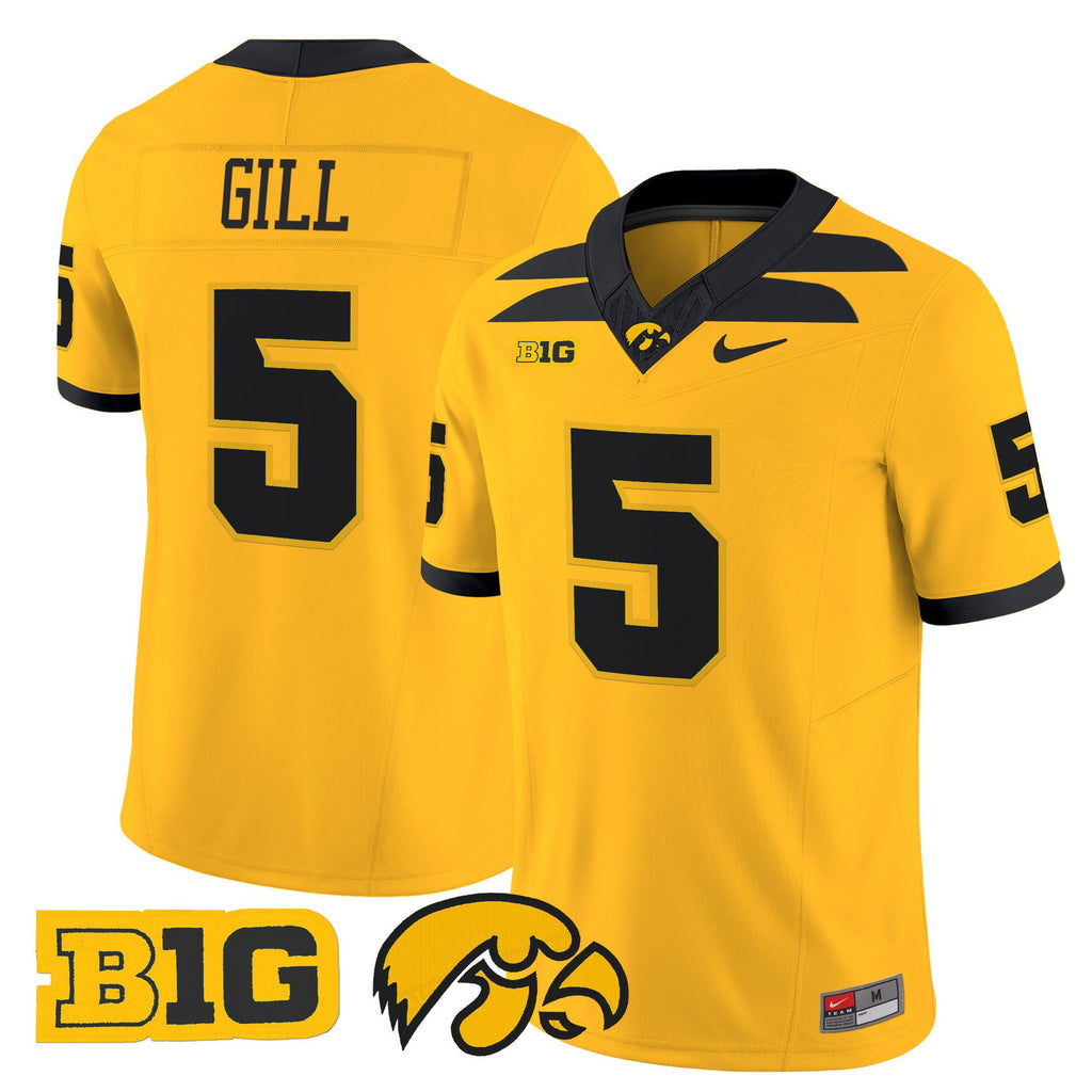 Jacob Gill Jersey #5 Iowa Hawkeyes 2025 Limited Stitched Gold