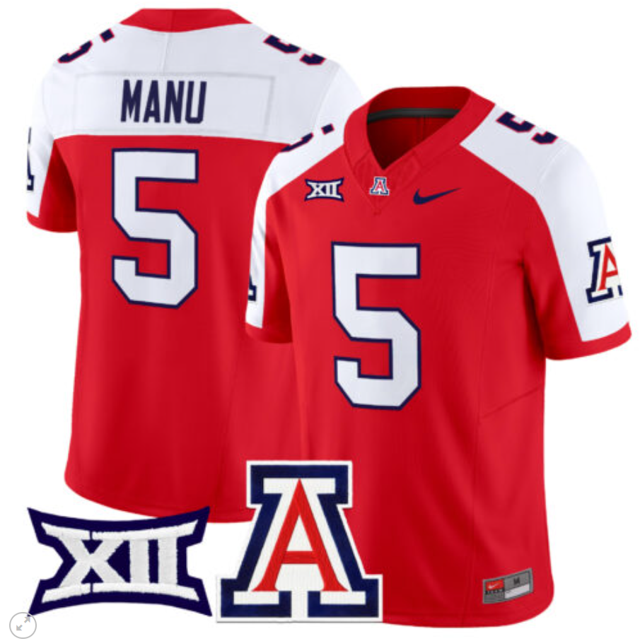 Jacob Manu Jersey #5 Arizona Wildcats Vapor Limited Football Red Alternate