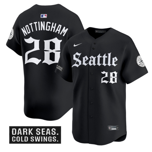 Jacob Nottingham Jersey #28 Seattle Mariners Deep Sea Gothic Edition Limited Stitched Black