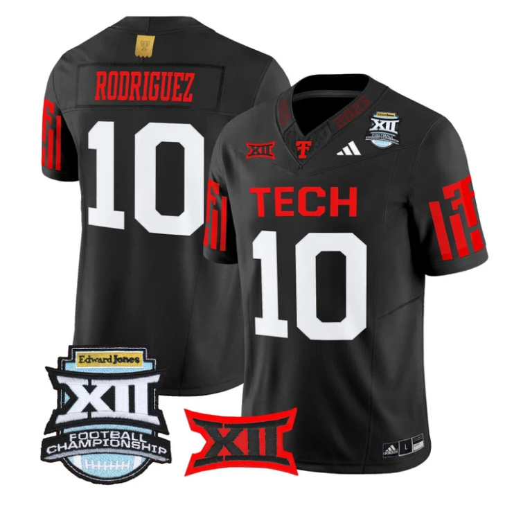 Jacob Rodriguez Jersey #10 Texas Tech Red Raiders 2025 Big 12 Championship
