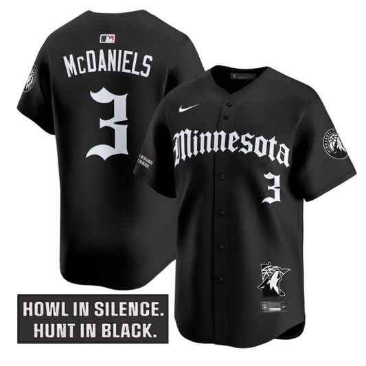 Jaden Mcdaniels Jersey #3 Minnesota Timberwolves Gothic North Howl Edition Black