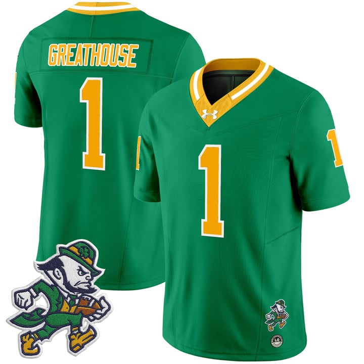 Jaden Greathouse Jersey #1 Notre Dame 2025 Gridiron Leprechaun Throwback
