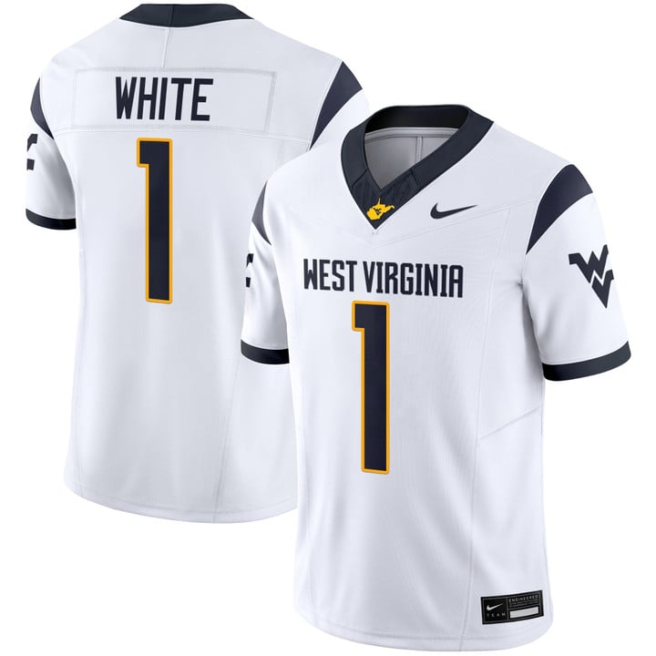 Jahiem White Jersey #1 West Virginia Mountaineers 2025 Vapor Stitched White