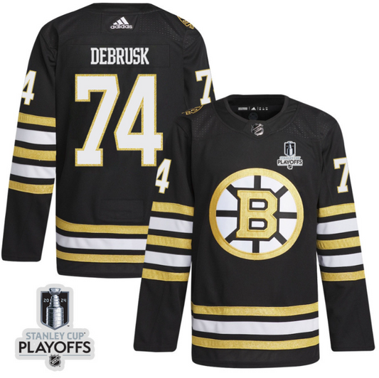 Jake DeBrusk 74 Boston Bruins 2024 NHL Playoffs Patch Home Jersey - Men, Black