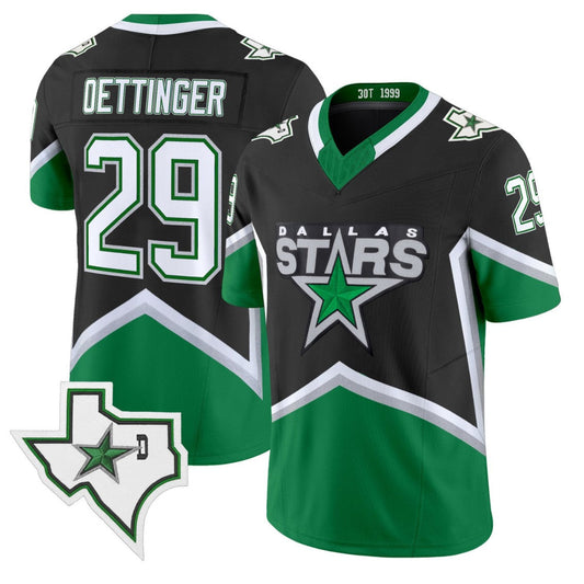 Jake Oettinger Jersey #29 Dallas Stars 99 Throwback Football Style Stitched