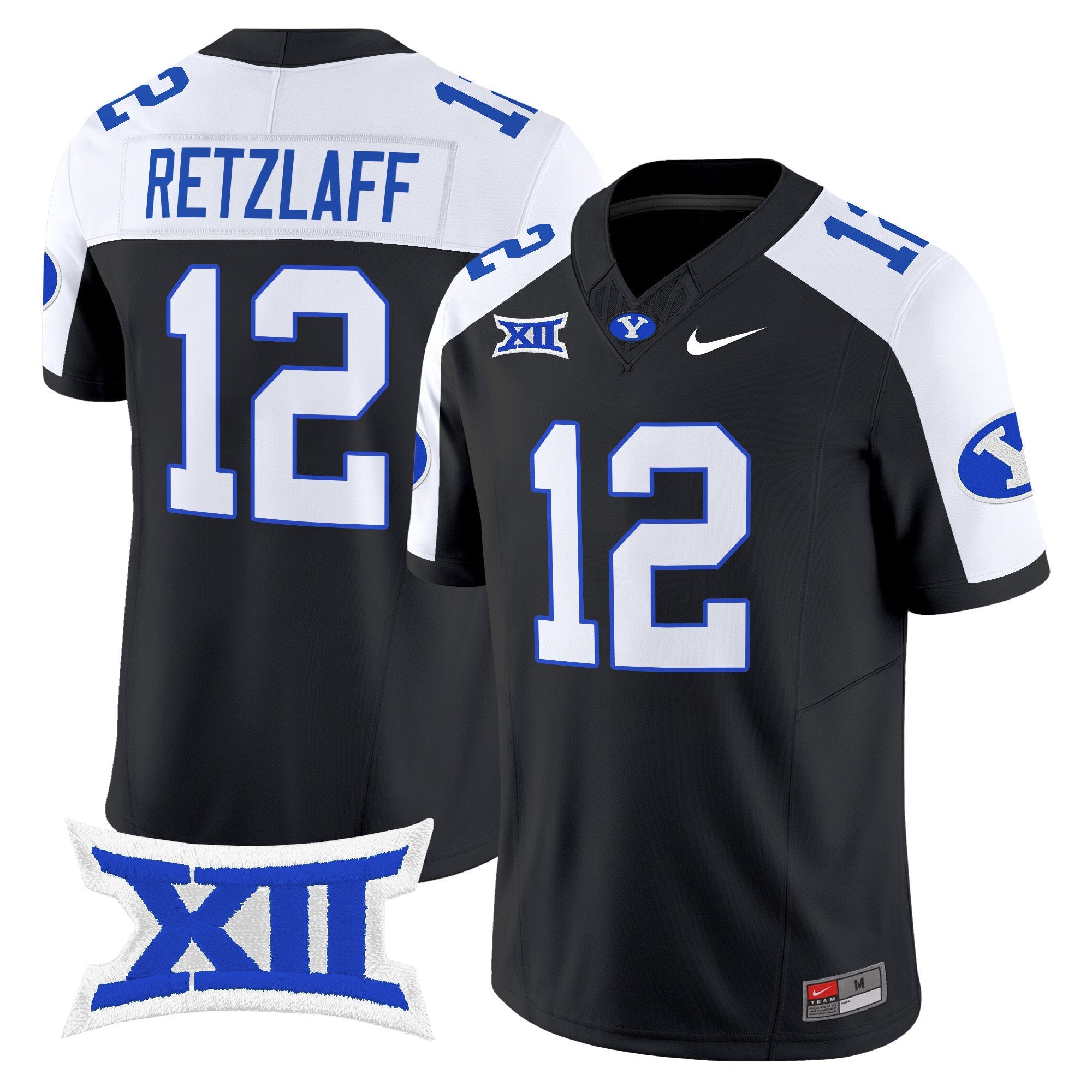 Jake Retzlaff Jersey #12 BYU Cougars 2025 Vapor Limited Stitched Black Alternate