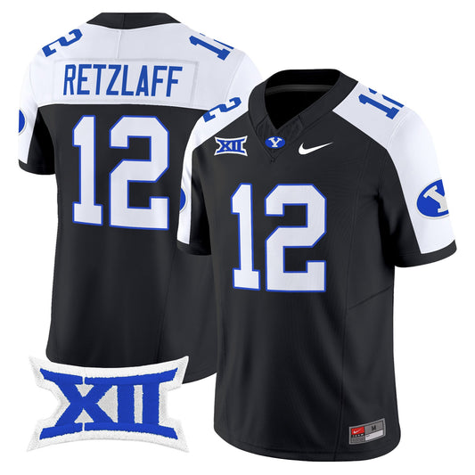 Jake Retzlaff Jersey #12 BYU Cougars 2025 Vapor Limited Stitched Black Alternate