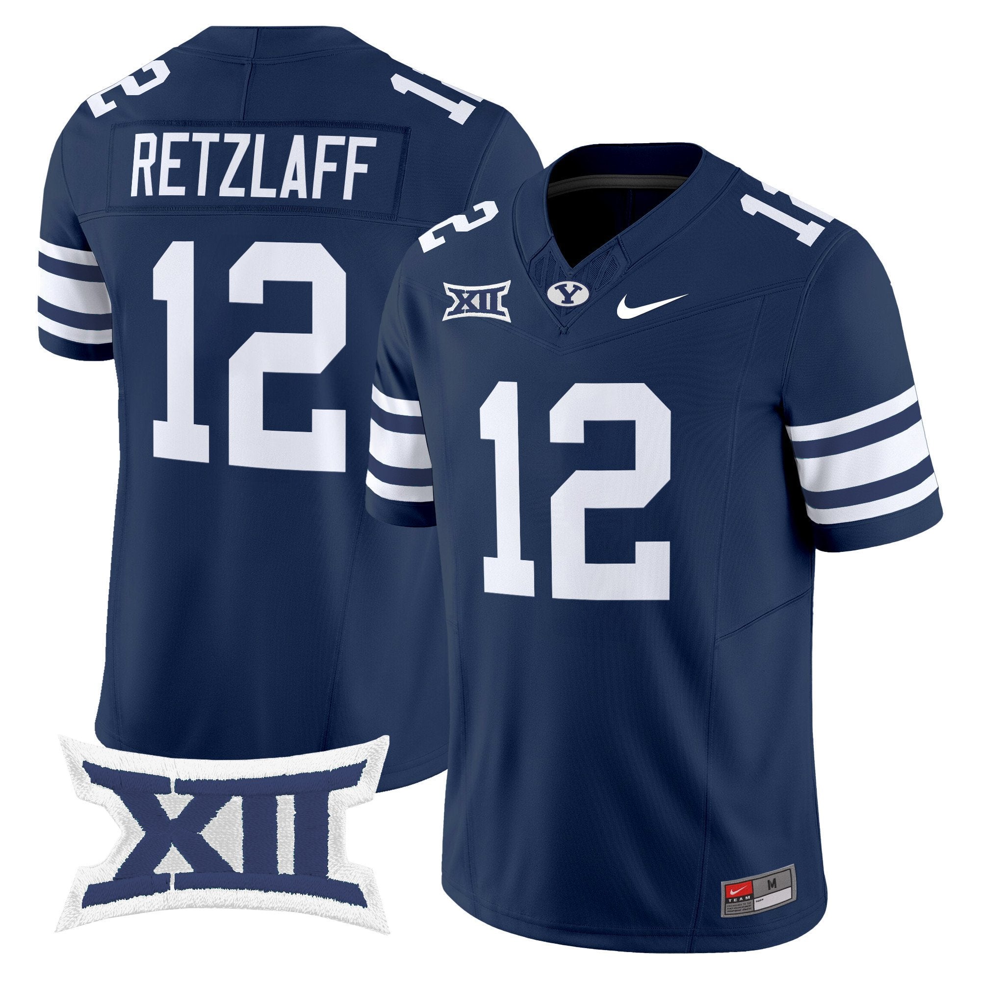 Jake Retzlaff Jersey #12 BYU Cougars 2025 Vapor Limited Stitched Navy