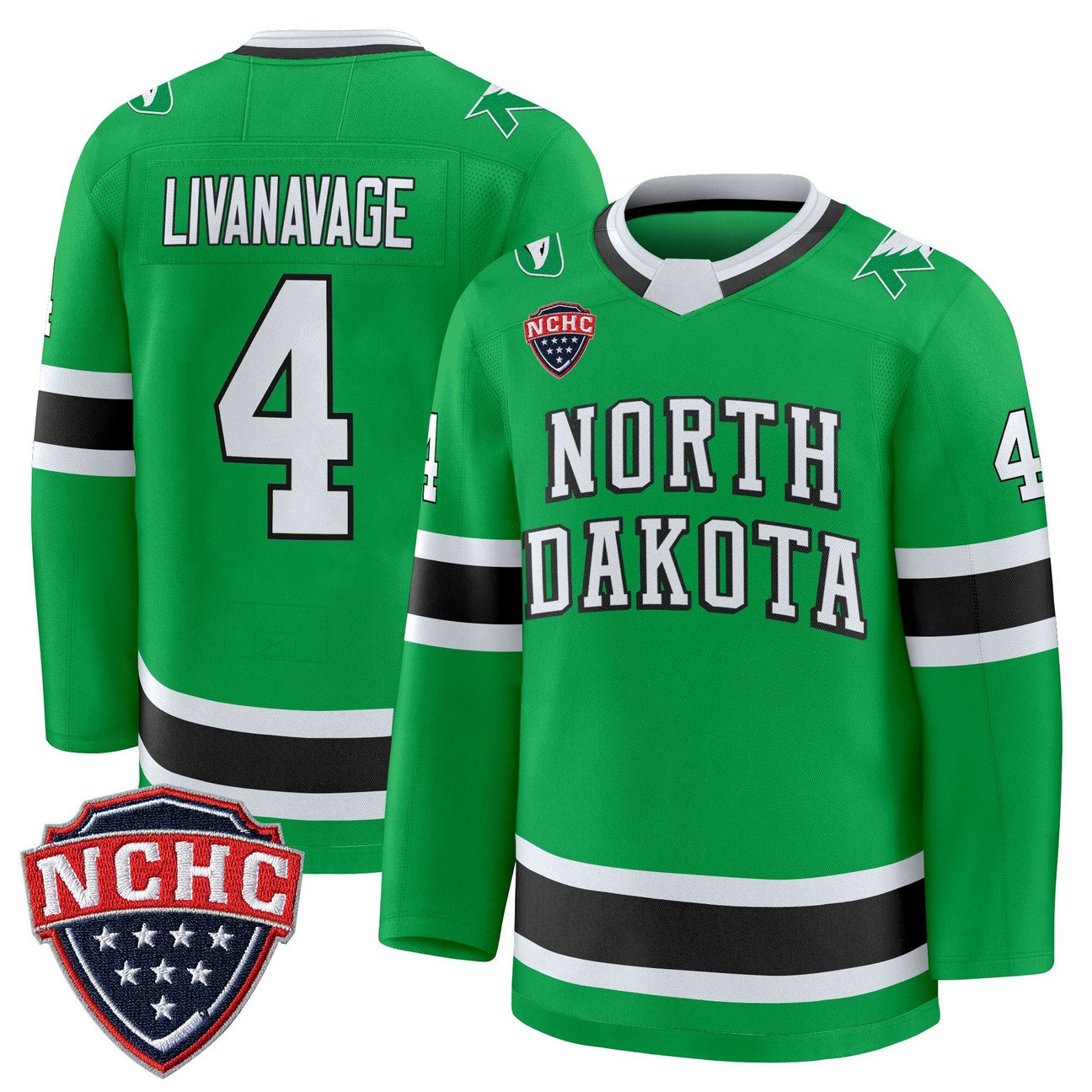 Jake Livanavage Jersey #4 North Dakota Fighting Hawks 2025-26 Stitched