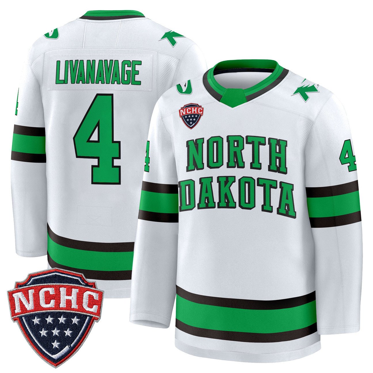Jake Livanavage Jersey #4 North Dakota Fighting Hawks 2025-26 Stitched