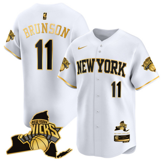 Jalen Brunson Jersey #11 New York Knicks Vapor Baseball Stitched White Gold