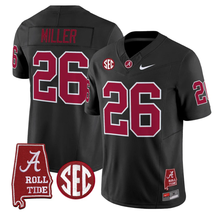Jam Miller Jersey #26 Alabama Crimson Tide Throwback Map Stitched